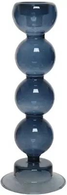 Decoris kandelaar glas baubles 8x24.5cm blauw