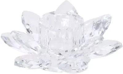 Decoris kandelaar glas bloem 11x3.5cm transparant
