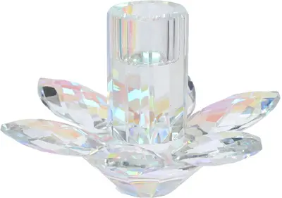 Decoris kandelaar glas bloem 13x8cm transparant