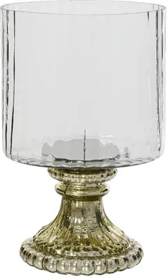 Decoris kandelaar glas deco 15x25cm transparant, goud