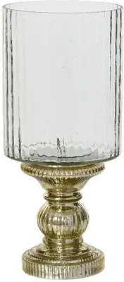 Decoris kandelaar glas deco 15x34cm transparant, goud