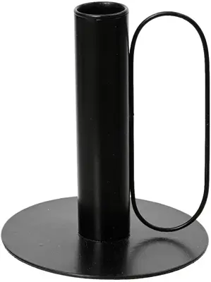 Decoris kandelaar metaal handvat 8.5x8x8cm zwart