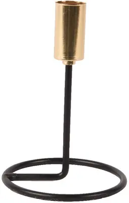 Decoris kandelaar metaal rond 9.5x13.5cm zwart