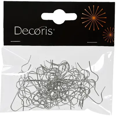 Decoris kerstbalhaakjes zilver 50 stuks