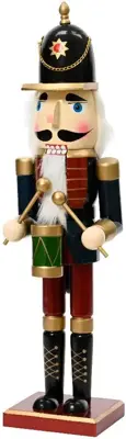 Decoris kerstfiguur hout notenkraker 12x11x50cm rood, blauw