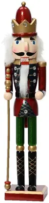 Decoris kerstfiguur hout notenkraker 8x7x38cm rood, groen