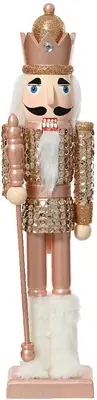 Decoris kerstfiguur hout notenkraker 9x7x38cm roze