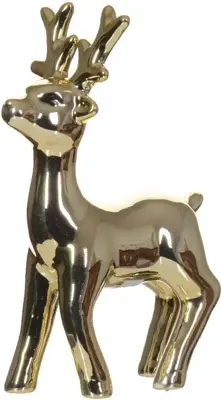 Decoris kerstfiguur keramiek hert 8.5x5x14cm goud