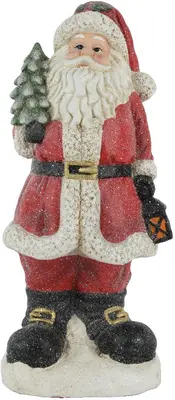 Decoris kerstfiguur kunststof kerstman 22x20.5x48cm rood, wit