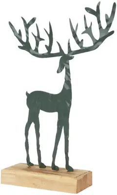 Decoris kerstfiguur metaal hert 5x15x23.5cm groen