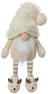 Decoris kerstfiguur polyester gnoom 11x17x48cm crème