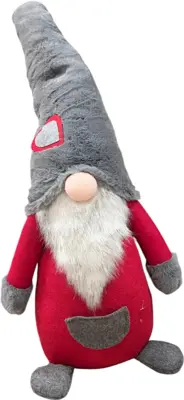Decoris kerstfiguur polyester gnoom 28x21x90cm rood