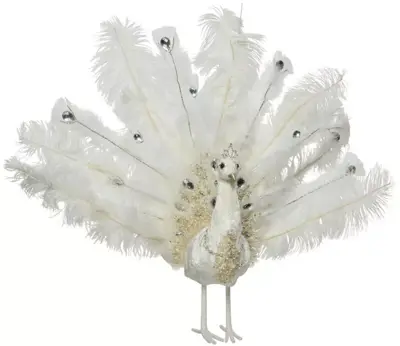 Decoris kerstfiguur polyester pauw 20x75x60cm wit