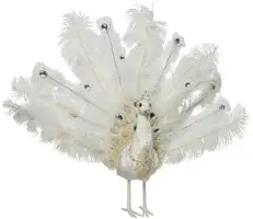 Decoris kerstfiguur polyester pauw 20x75x60cm wit kopen?
