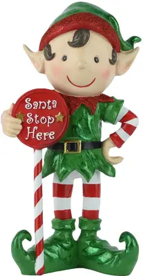 Decoris kerstfiguur polyresin elf 15.5x23.5x44.5cm groen