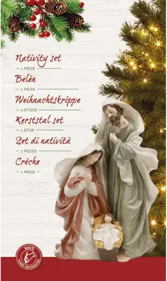 Decoris kerstfiguur polyresin jozef, maria en jezus 16x10.5x24cm multi - afbeelding 2