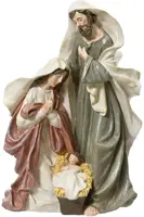 Decoris kerstfiguur polyresin jozef, maria en jezus 16x10.5x24cm multi - afbeelding 1