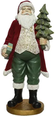 Decoris kerstfiguur polyresin kerstman 11x15.5x32.5cm multi