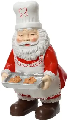 Decoris kerstfiguur polyresin kerstman bakker 14x17x28.5cm rood, wit