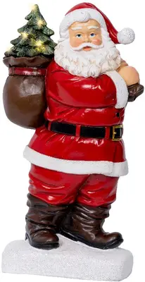 Decoris kerstfiguur polyresin kerstman led 9x19.5x31.5cm rood, wit