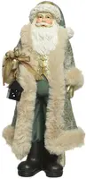 Decoris kerstfiguur polyresin kerstman met lantaarn 10.5x13.5x30cm groen kopen?