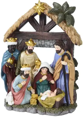 Decoris kerststal met kerstgroep 20.5cm multi