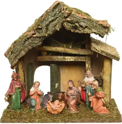 Decoris kerststal met kerstgroep 26cm multi