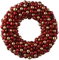 Decoris krans kerstballen 33cm rood - afbeelding 1