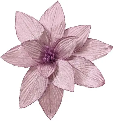 Decoris kunstbloem poinsettia op clip 30cm lila - afbeelding 1
