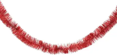 Decoris kunststof guirlande lametta 7x270cm kerstrood - afbeelding 1