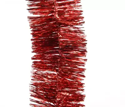 Decoris kunststof guirlande lametta 7x270cm kerstrood - afbeelding 2