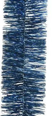 Decoris kunststof guirlande lametta 7x270cm nachtblauw - afbeelding 2