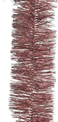 Decoris kunststof guirlande lametta 7x270cm velours roze