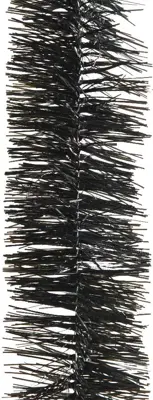 Decoris kunststof guirlande lametta 7x270cm zwart - afbeelding 2