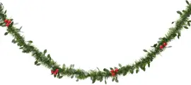 Decoris kunststof guirlande lametta xl blad en bes 10x270cm groen - afbeelding 1