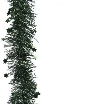 Decoris kunststof guirlande lametta xl ster 10x270cm dennengroen - afbeelding 2