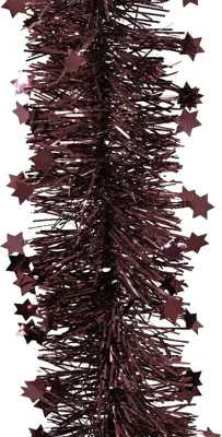 Decoris kunststof guirlande lametta xl ster 10x270cm donker mauve