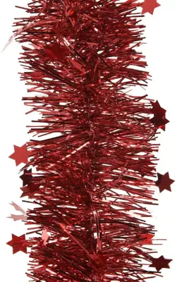 Decoris kunststof guirlande lametta xl ster 10x270cm kerstrood - afbeelding 2