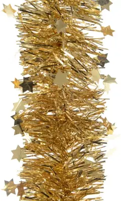 Decoris kunststof guirlande lametta xl ster 10x270cm licht goud - afbeelding 2