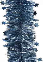 Decoris kunststof guirlande lametta xl ster 10x270cm nachtblauw