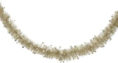 Decoris kunststof guirlande lametta xl ster 10x270cm parel - afbeelding 1