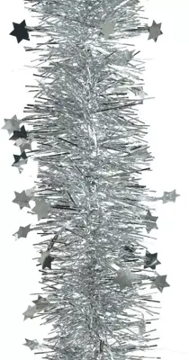 Decoris kunststof guirlande lametta xl ster 10x270cm zilver - afbeelding 2