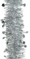 Decoris kunststof guirlande lametta xl ster 10x270cm zilver - afbeelding 2
