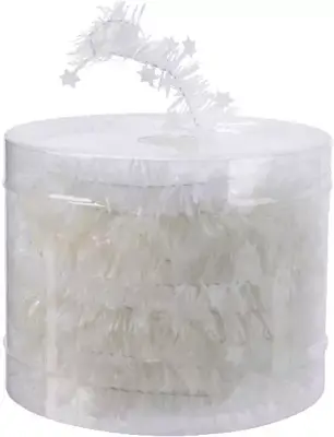 Decoris kunststof guirlande lametta xs ster 3.5x700cm winterwit - afbeelding 1
