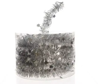 Decoris kunststof guirlande lametta xs ster 3.5x700cm zilver