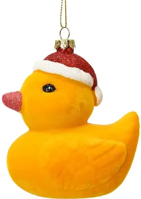 Decoris kunststof kerst ornament badeend 9.5cm geel