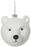 Decoris kunststof kerst ornament beer 8cm wit kopen?