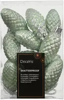Decoris kunststof kerst ornament dennenappel 4.5cm matcha groen 12 stuks