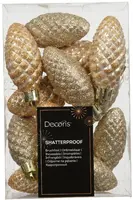 Decoris kunststof kerst ornament dennenappel 4.5cm parel 12 stuks