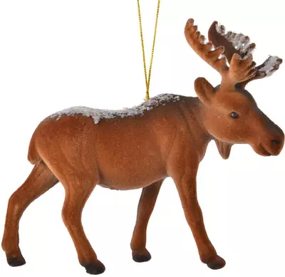Decoris kunststof kerst ornament eland 12cm bruin 